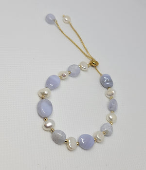 PURPLE AGATE FRESHWATER PEARL BRACELET