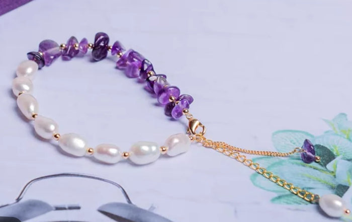 AMETHYST AND PRETTY PEARL BRACELET